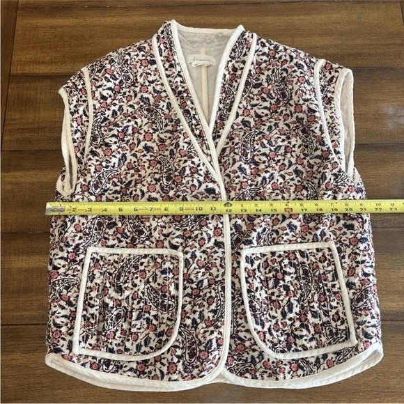 Anthropologie Quilted Vest Size Small/Medium Floral Print Pockets Open **Read** - Picture 8 of 14